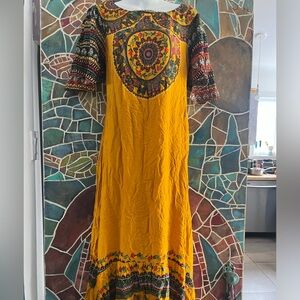 FARM Rio Multicolor Embroidered Long Sleeve Dress